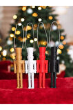 Yılbaşı Temalı Fındıkkıran Nutcracker Kurşun Asker 4'lü Set Ağaç Süsü