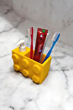 Renkli Brick Blok Özel Tasarım Sabunluk ve Organizer Seti Sarı