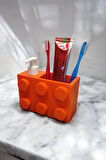 Renkli Brick Blok Özel Tasarım Sabunluk ve Organizer Seti Turuncu