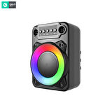 Global Q10 Taşınabilir Bluetooth 5.2 Hoparlör FM Radio, USB, TF SD, RGB Light Show Siyah WNE0367