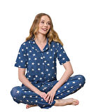 Pijahome Kadın Viskon İpeksi Dokulu Kısa Kollu Pijama Takımı
