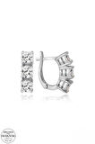 SWAROVSKİ TAŞLI  ZİRCONİA PIRLANTA MONTÜR ÜÇ TAŞ 925 AYAR GÜMÜŞ KÜPE