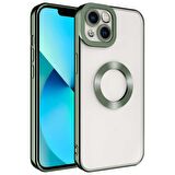 Iphone 14 Kılıf Uyumlu Köşeleri Renkli Şeffaf Kamera Korumalı Silikon Luxury Kapak 