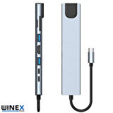 Global 8in1 USB Type-C Hub Port Adaptör HDMI USB Ethernet 100W PD Girişli WNE0003