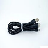 Global CA107 Gfz 3in1 Micro, Lightning, Type-C Çıkışlı Data ve Şarj Kablosu 3.4A Siyah