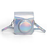Instax Mini 12 Makine Uyumlu Silver Parlak Deri Kılıf