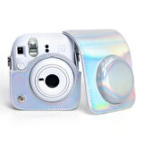 Instax Mini 12 Makine Uyumlu Silver Parlak Deri Kılıf