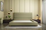 MolyMattress Halley Tek Kişilik Bej Baza + Başlık 200 x 200 cm