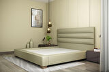 MolyMattress Halley Tek Kişilik Bej Baza + Başlık 200 x 200 cm