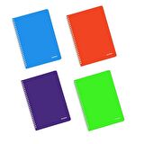 Mopak Neon Serisi Spiralli Defter Pp Kapak A4 60 Yaprak Kareli 4'lü