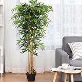 Yapay Bambu Ağacı Ekstra Doğal Görünüm Siyah Saksılı 6 dallı 200cm