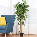 Yapay Bambu Ağacı Ekstra Doğal Görünüm Siyah Saksılı 6 dallı 200cm