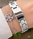 Ferrucci Taşlı Kasa Şık Kadın Kol Saati Bileklik Hediyeli 