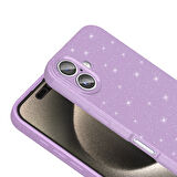 iPhone 16 Plus Kılıf Kamera Korumalı Simli Parıltılı Lüks Silikon