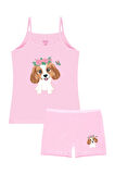 Öts Kız Çocuk Atlet Boxer Likralı Pembe Köpek (%96 Pamuk - %4 Elastan)