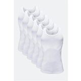 Malabadi 034 - 6 Lı Erkek Beyaz %100 Pamuk Ribana Atlet