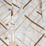 Erkek Çocuk Beyaz Kahve Renkli Çizgi Baskılı Gömlekli Pantolon Emoji Badili 3'lü Takım