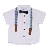 Erkek Çocuk Beyaz Gömlekli Lacivert Şortlu Papyonlu Takım