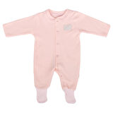 Kız Bebek Somon Sade Çıtçıtlı Kendinden Çoraplı Tulum