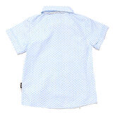 Erkek Çocuk Beyaz Mavi Kahve Desenli Gömlekli Papyonlu Askılı Kısa Kol 3'lü Takım