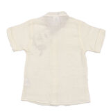 Erkek Çocuk Ekru Bej Palmiye Desenli Hakim Yaka Müslin Gömlek 2'li takım