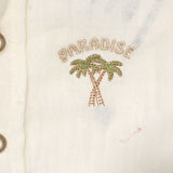 Erkek Çocuk Ekru Bej Palmiye Desenli Hakim Yaka Müslin Gömlek 2'li takım