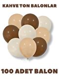 Retro Balon Kahverengi-Deniz Kumu-Ten Rengi 100 Adet Balon | Retro Balon Kahve Tonlarda Lateks Balon