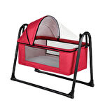 Bebegen Fuşya Keten Kumaş Portatif Cibinlikli Sallanır Beşik