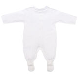 Unisex Ekru Sade Çıtçıtlı Kendinden Çoraplı Tulum