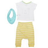 Erkek Bebek Sarı Beyaz Çizgili Tenis Clup 3'lü Takım
