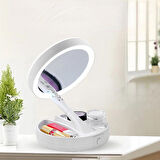 Monozone  10x Katlanabilir Makyaj Aynası Çift Taraflı Usb Vanity Led Işıklı Büyüteçli Ayna Make Up