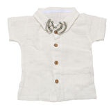 Erkek Bebek Ekru Yeşil Çizgili Müslin Papyonlu Gömlekli Salopet Takım