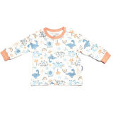 Erkek Bebek Ekru Turuncu Little Dinolu Baskılı 2'li Body Set