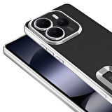 Redmi Note 14 5G Kılıf Köşeleri Renkli Şeffaf Kamera Korumalı Silikon Luxury Kapak Gümüş