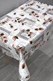 Elyaf Silinebilir Pvc Muşamba Masa Örtüsü Kahve - 1137-2-DDHOME