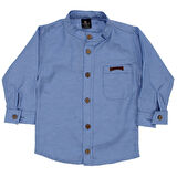 Erkek Çocuk Mavi Bej Hakim Yaka Gömlekli 2'li Takım