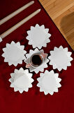 Porsima 2338 Güneş Motifli 6lı Porselen Çay Tabağı Seti Beyaz - 11,5cm