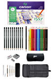 Canson Resim Defteri 35x50cm180 Gr 15 Yaprak Faber-castell Grip Boya Kalemi Çantalı Çizim Eskiz Seti