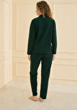Yeşil Fitilli Polar Pijama Alt Üst