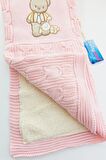 Babymod Akrilik Ayıcık Figürlü 85x95 cm Bebek Battaniyesi Pembe