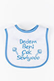 Dedem Beni Çok Seviyo Yazılı Erkek Bebek Su Geçirmez Mama Önlüğü