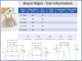 Çiçek Desenli Fırfırlı Keten Kız Bebek Elbise