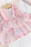 Fırfırlı Tüllü Sırt Dekolteli Yazlık Kız Bebek Elbise