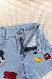 Fiğürlü Denim Şık Kot  Kız Çoşuk Şort