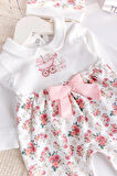 Çİçek Baskılı Bebe Yaka 100% Pamuk Kız Bebek Tulum