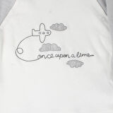 Erkek Bebek Beyaz Mavi Uçak Desenli 2'li Takım