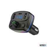 Global M44 Fm Handsfree Bluetooth Modülatör MP3 Player Type-C Çıkışlı Araç Şarj Aleti WNE1117