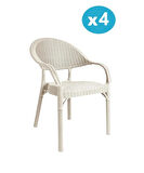 Omnipazar IRK-HK735 Bambu Rattan Desenli Plastik Bahçe Sandalye Koltuk 4'lü Set