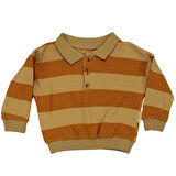 Erkek Bebek Hardal Mavi Kot Pantolonlu Çizgili Badili Şişme Yelekli 3'lü Takım