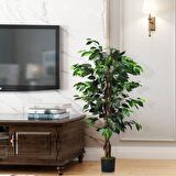 Yapay Ağaç Benjamin 2 Gövdeli Çalılı 120x70cm Siyah Plastik Saksılı